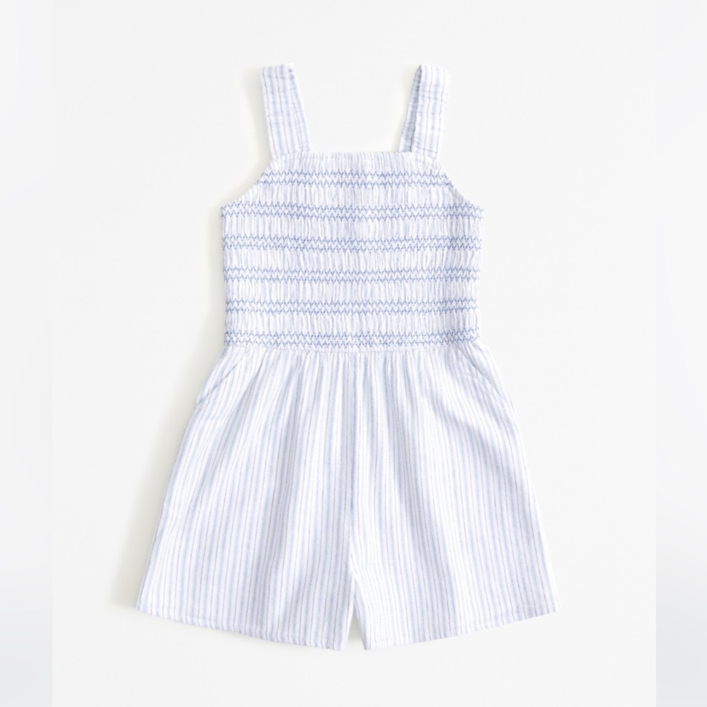 ABERCROMBIE Linen Blend Smocked Romper